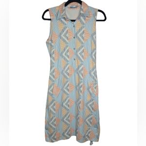 J. Mclaughlin Sleeveless Belted Geometric Shirt Dress Size Small